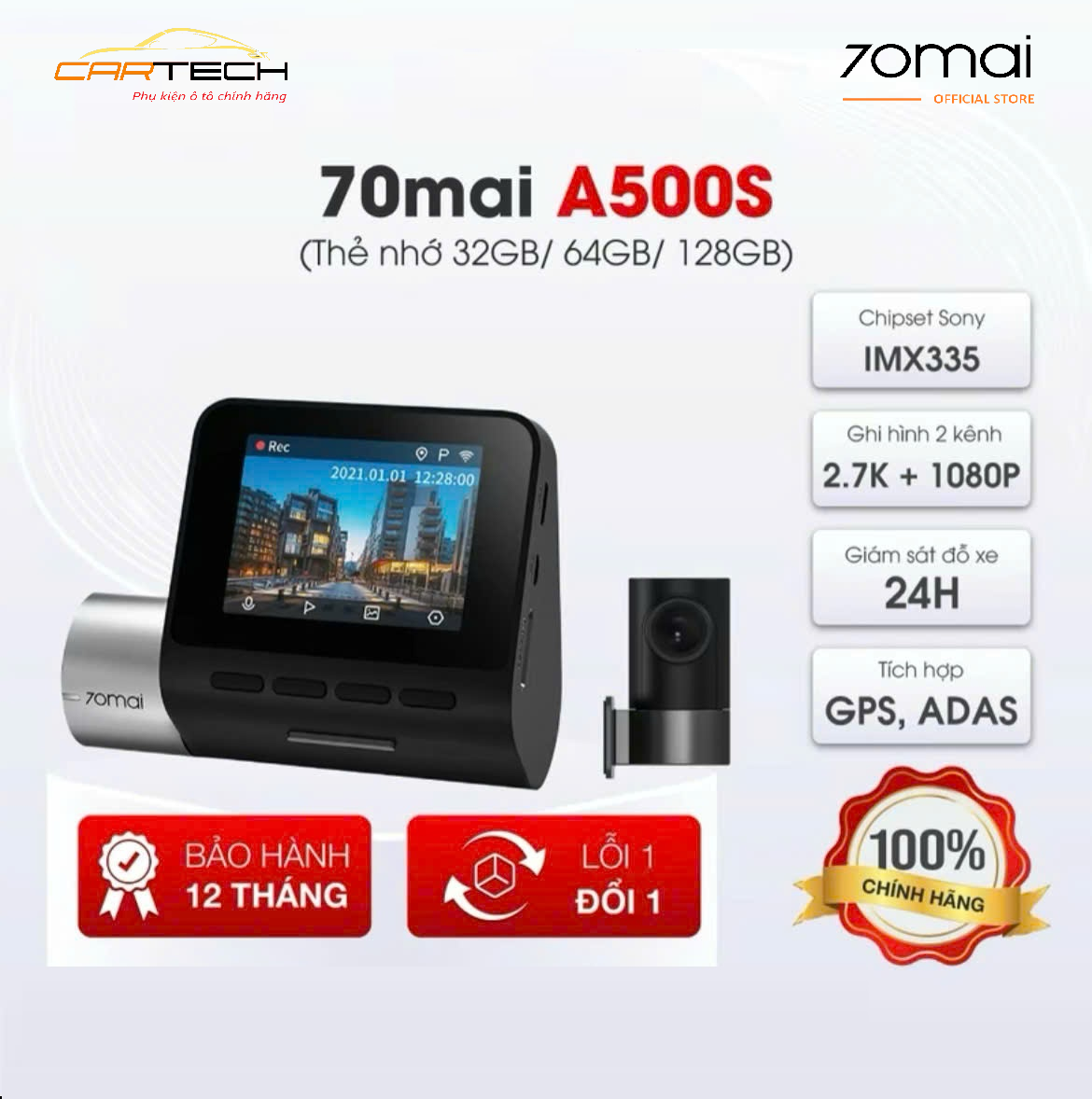 Camera hành trình 70mai A500s 2.7K quốc tế chính hãng 1 Camera hành trình 70mai A500s 2.7K quốc tế chính hãng