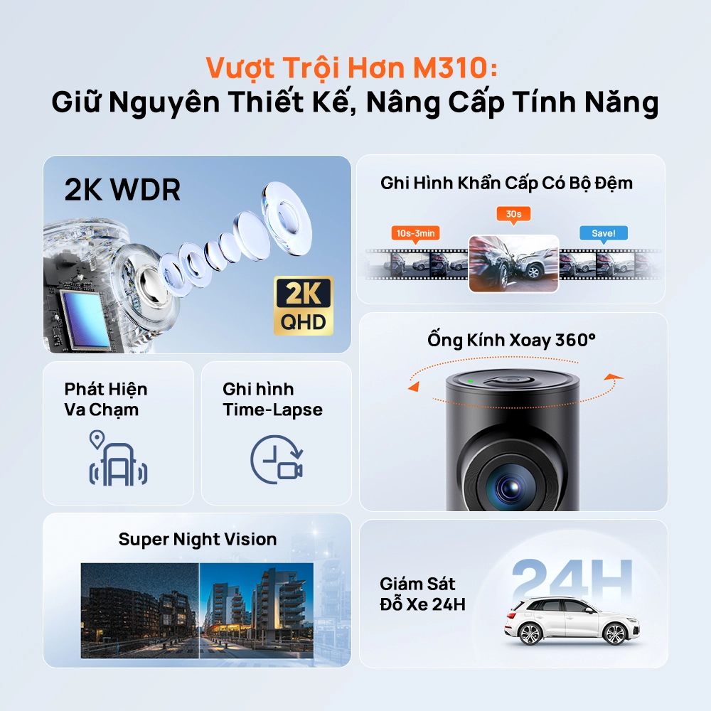 Tính năng chính trên camera hành trình 70mai M310 plus 2k