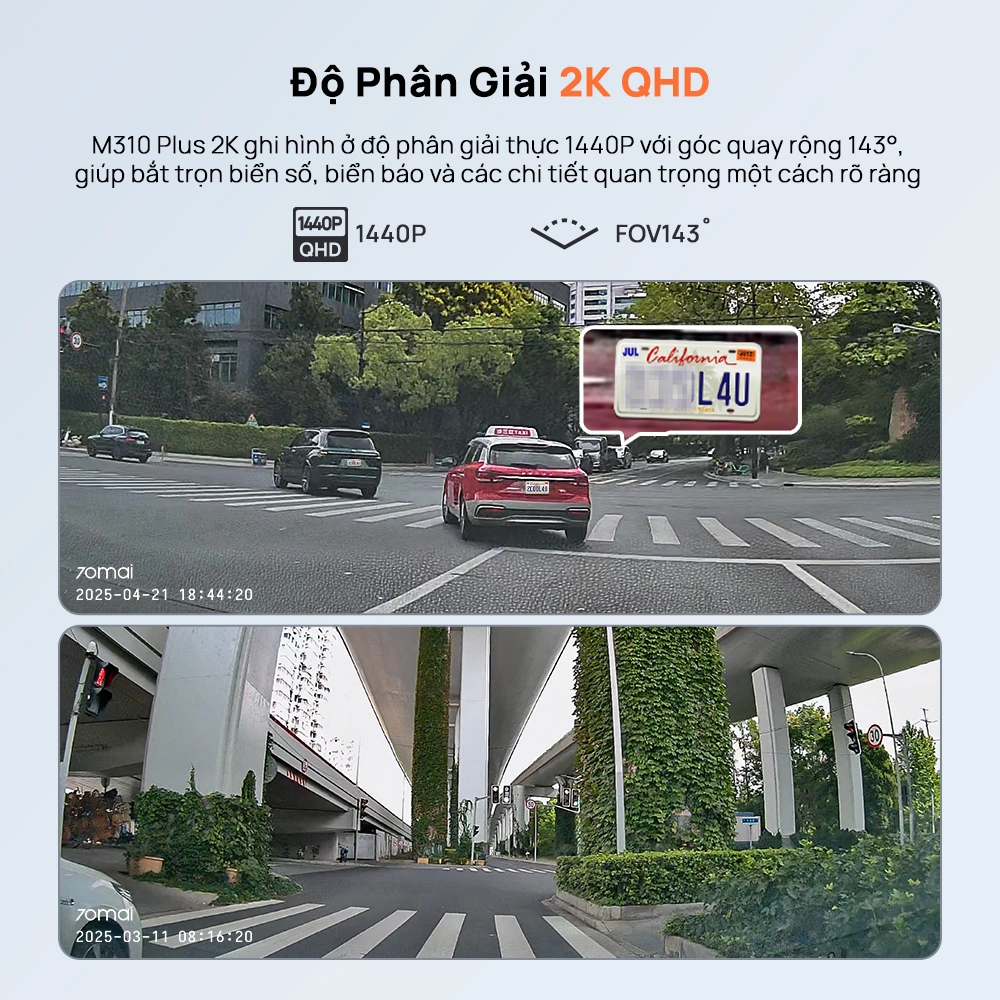 Ghi hình 2K trên 70mai M310 plus 2k