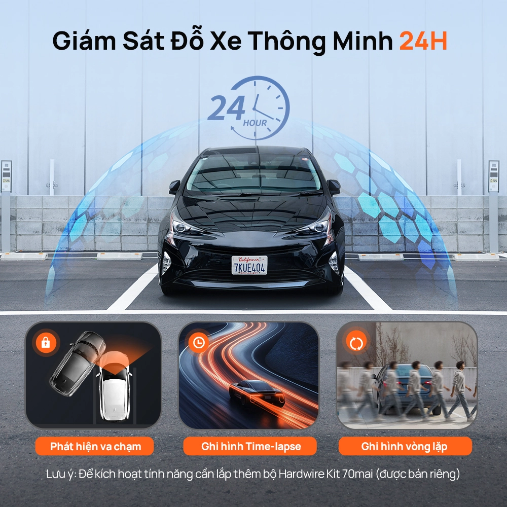 Giám sát đỗ xe 24h trên 70mai A410 Neo