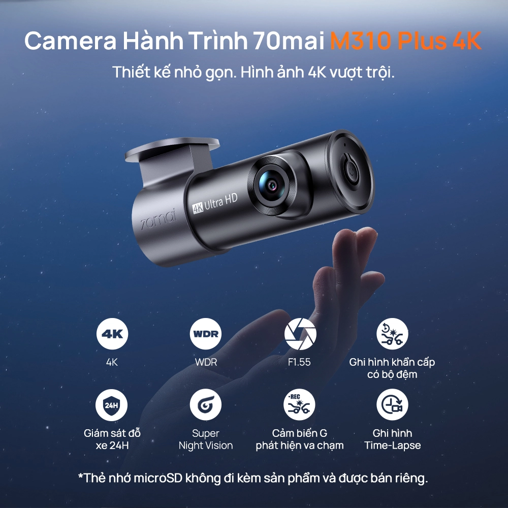 Tính năng chính trên camera hành trình 70mai M310 Plus 4K