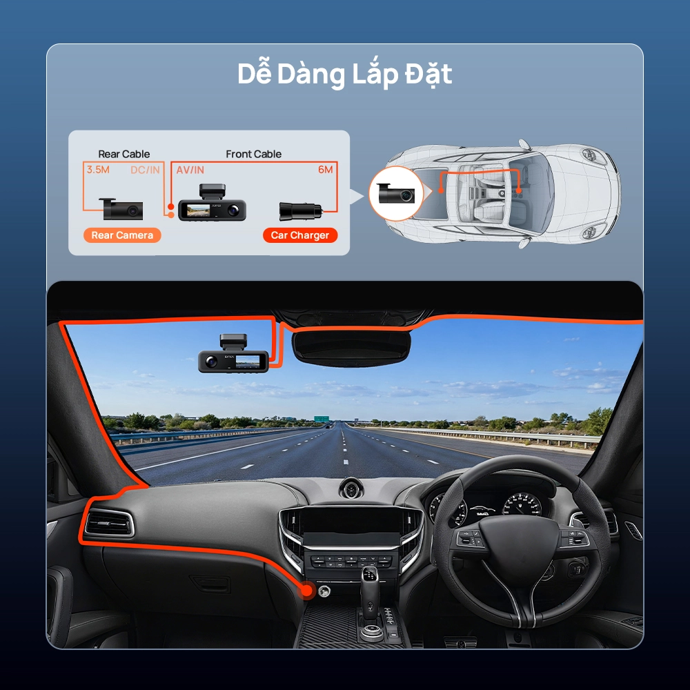 70mai T400 lắp đặt dễ dàng nhanh chóng