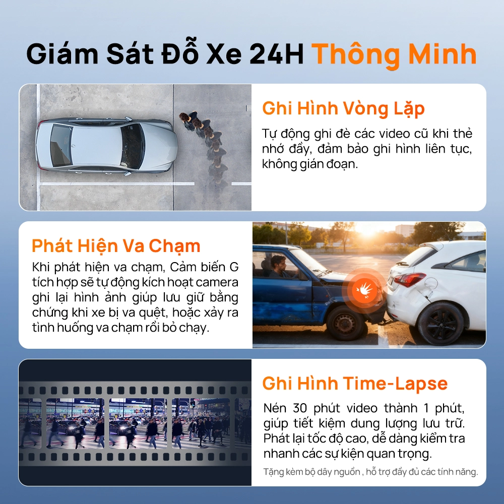 Giám sát đỗ xe trên 70mai N500