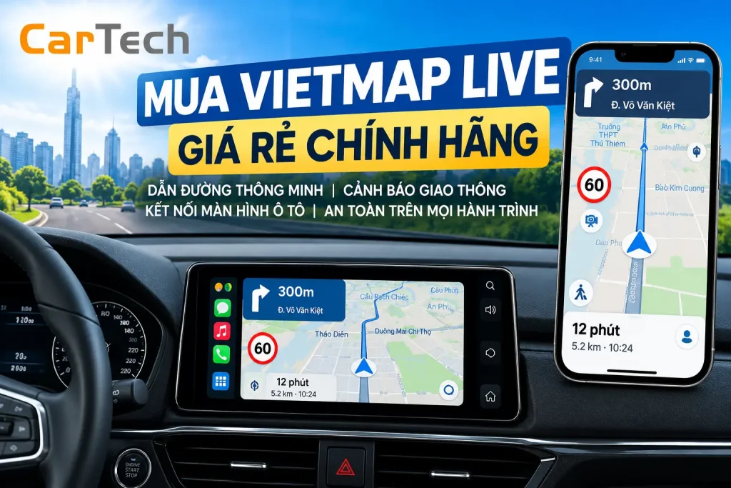 Vietmap Live hỗ trợ dẫn đường và cảnh báo giao thông trên ô tô