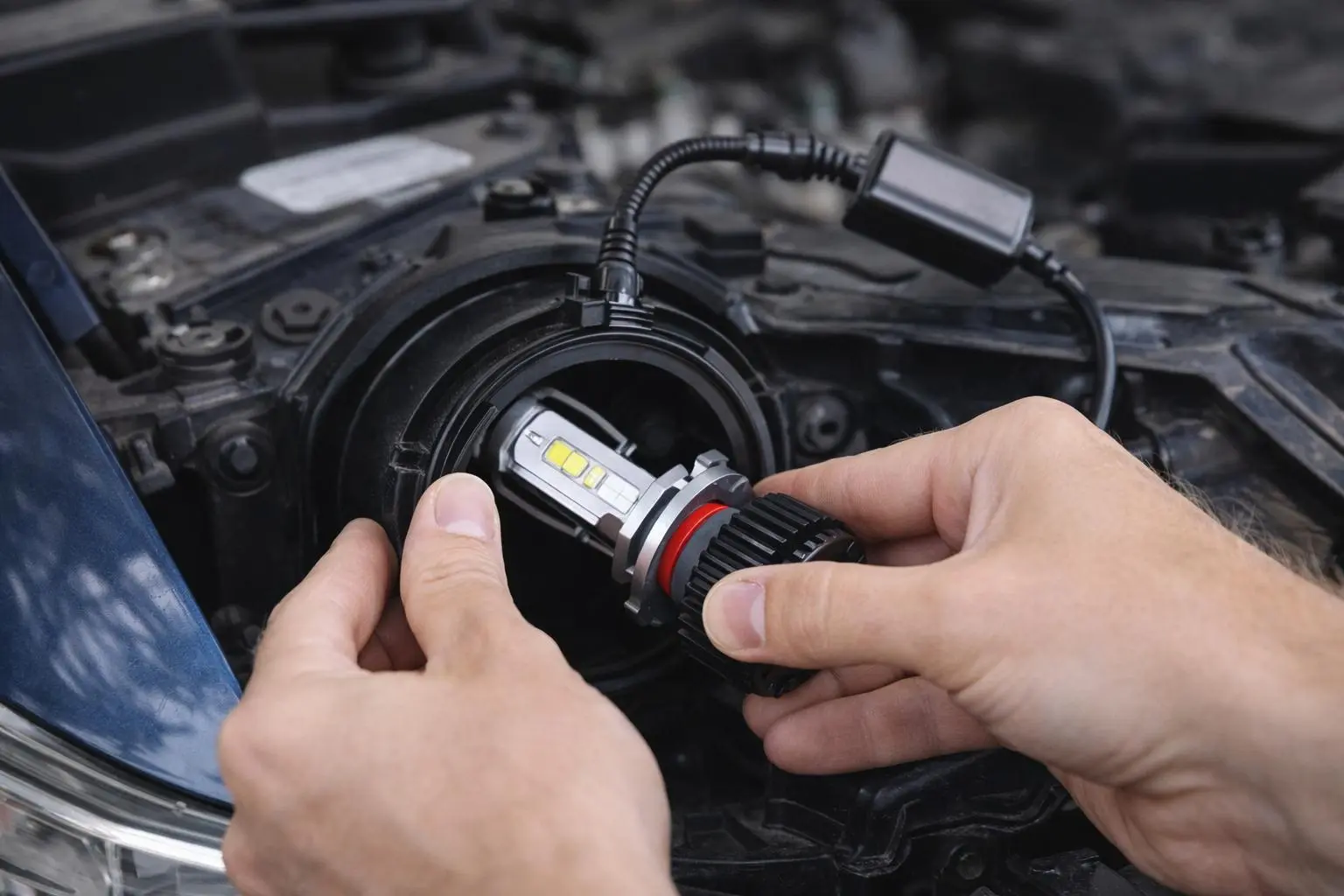 Quá trình lắp bóng đèn led ô tô thực tế